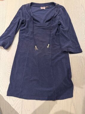 Juicy Couture Navy Blue Midi Dress with Drawstring Detail